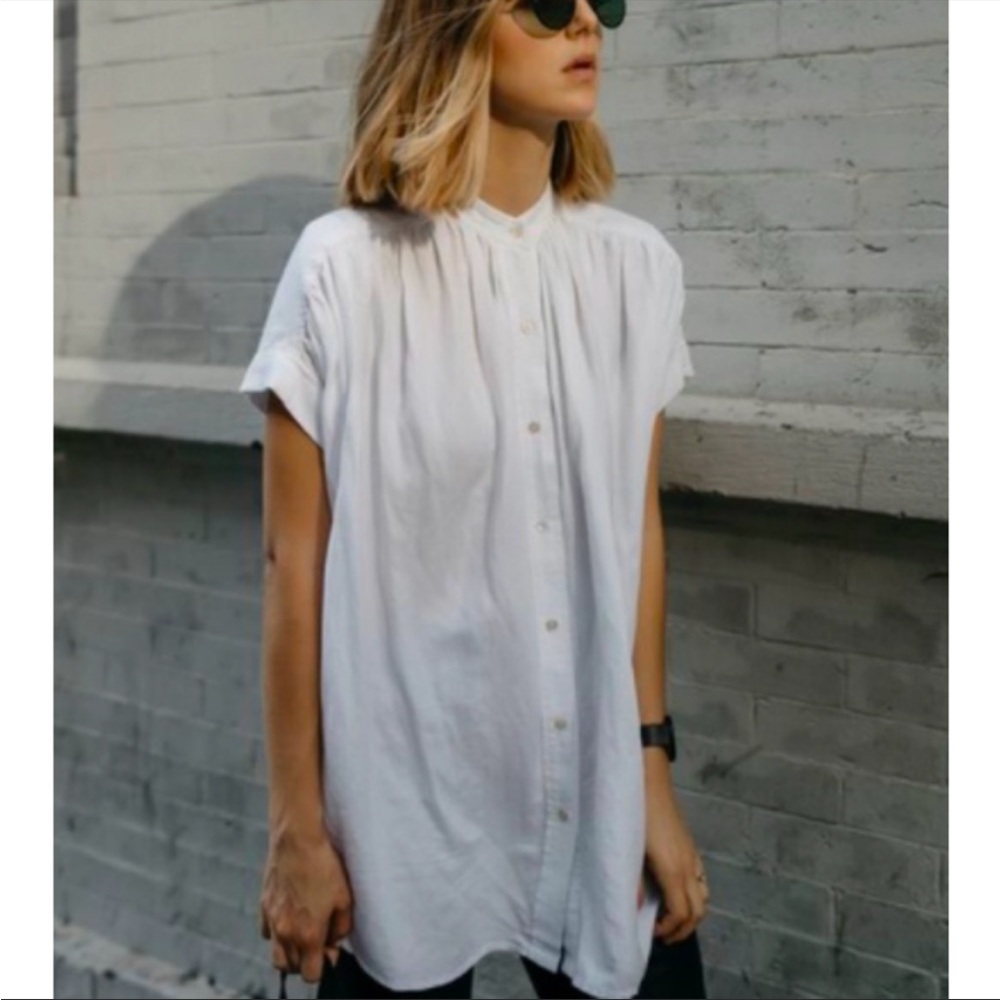 Wilfred White Short-Sleeve Button Front Tunic